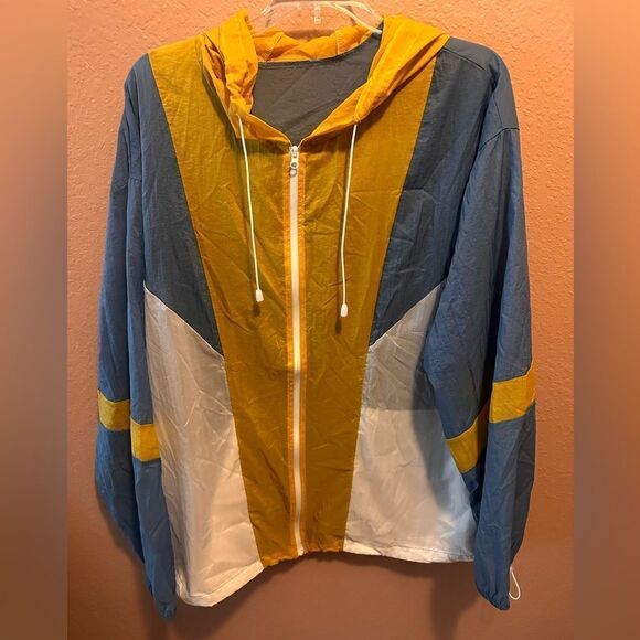 SHEIN plus Plus Colorblock Zip Up Hooded Sports Jacket - Picture 5 of 12